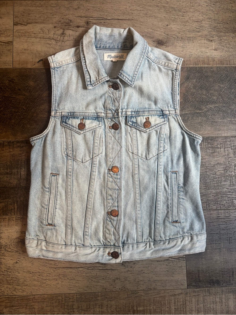 Madewell Light Blue Denim Button-Up Vest